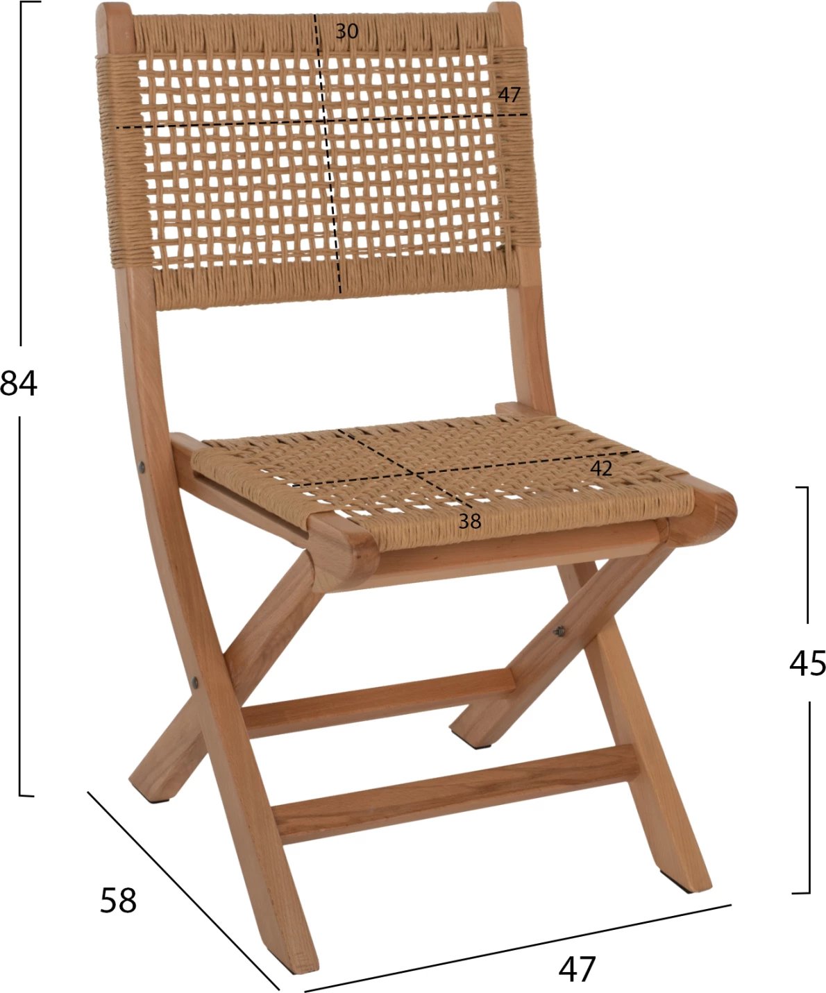 Karrige e palosshme prej druri ahu dhe litari natyral 47x58x84Hcm.FH9411.01