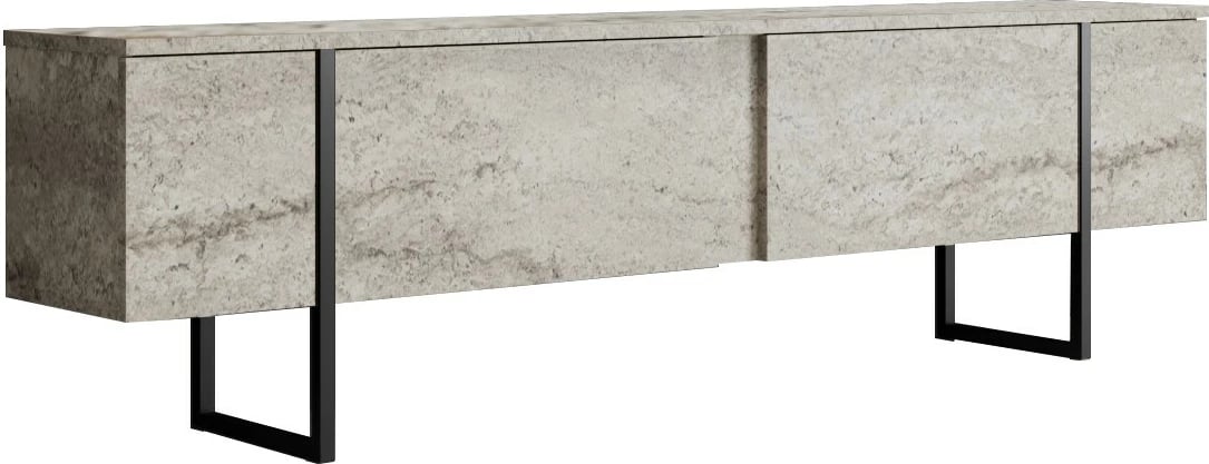 Komodë për TV Hanah Home, Luxe, travertin, e zezë