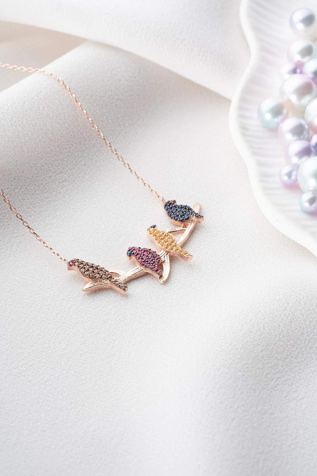 Varëse argjendi, ngjyrë rozë ari, kaltër navy dhe fuchsia, Jumeon, TRDYL679 Varëse argjendi, ngjyrë rozë ari, kaltër navy dhe fuchsia, Jumeon, TRDYL679