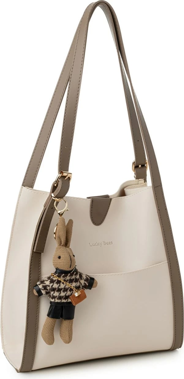 Torbë tote Lucky Bees, krem, mink e errët, 352