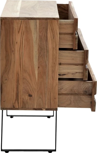 Komodë Imena, dru akacie masiv, këmbë metalike të zeza, 80x38x86.5cm