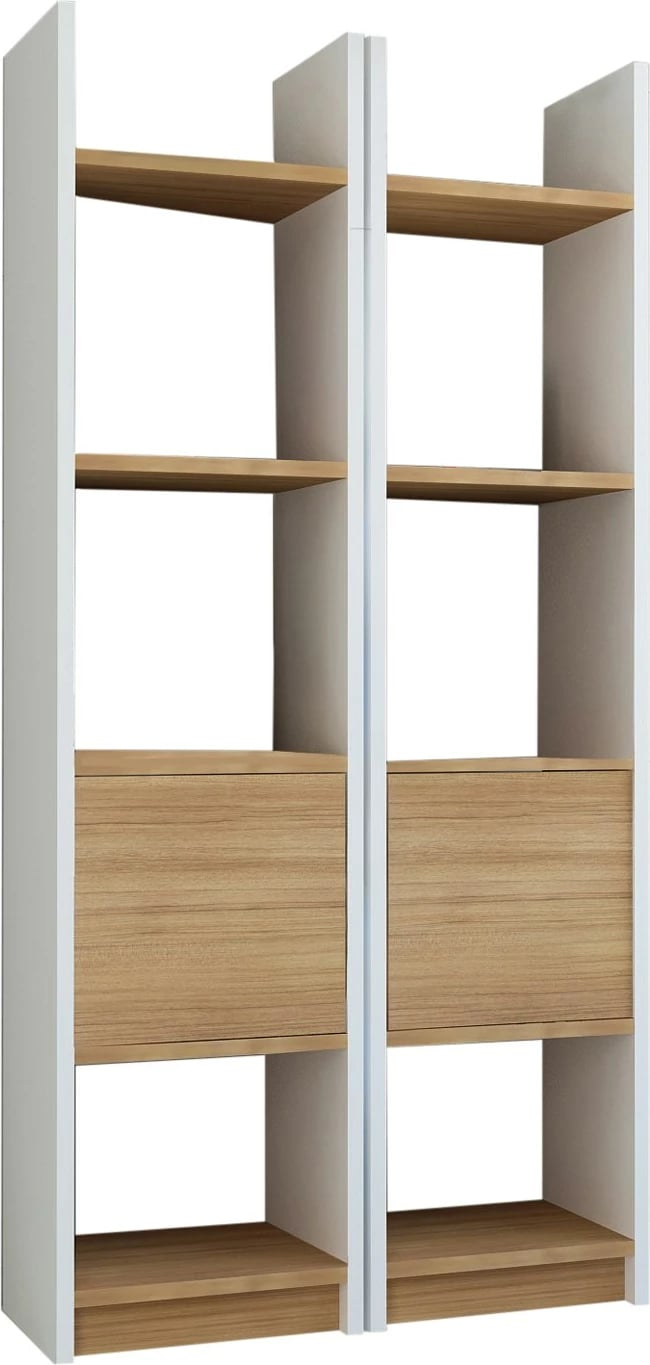 Raft librash Hanah Home, Esbi 102, i bardhë dhe teak