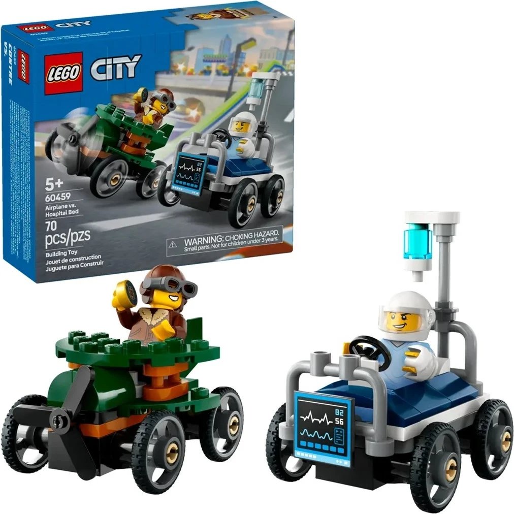 Set LEGO City 60459, Avion vs. Shtrat spitali, 2 minifigura Set LEGO City 60459, Avion vs. Shtrat spitali, 2 minifigura