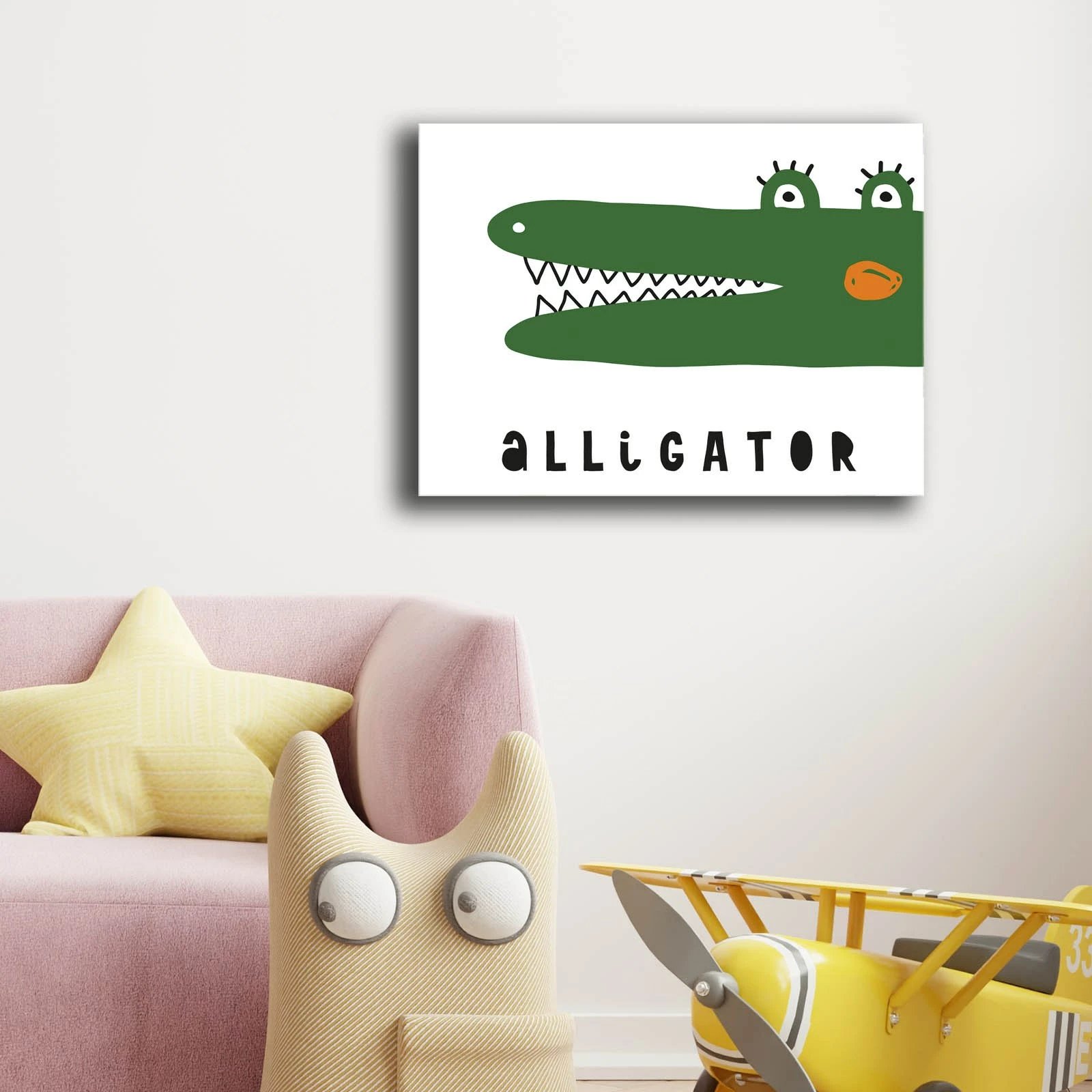 Pikturë dekorative në kanavacë, Wallity, jeshile dhe e bardhë, 28x38cm