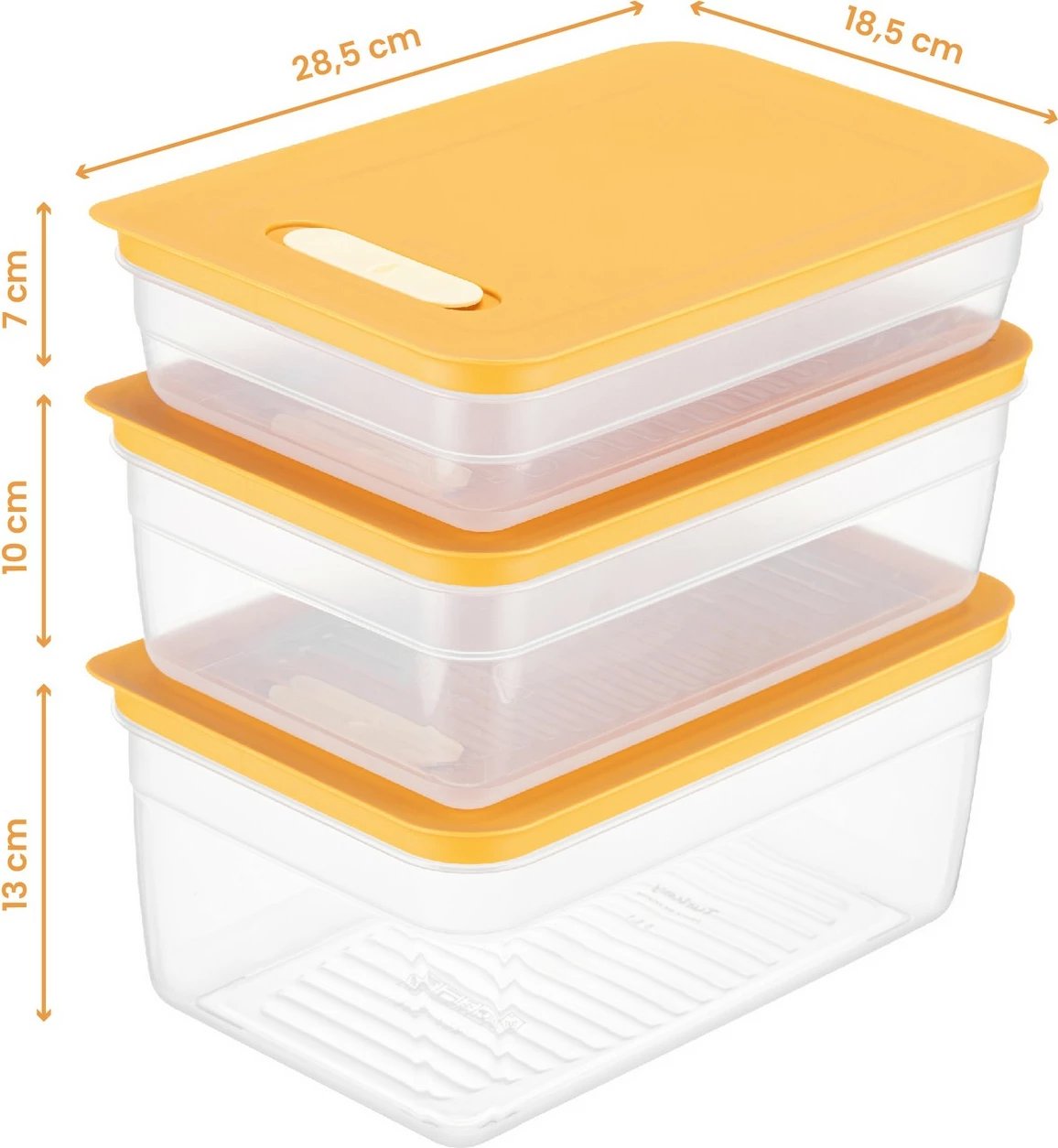 Set kuti plastike për ruajtje (3 copë), Hermia, HK3LU, portokalli