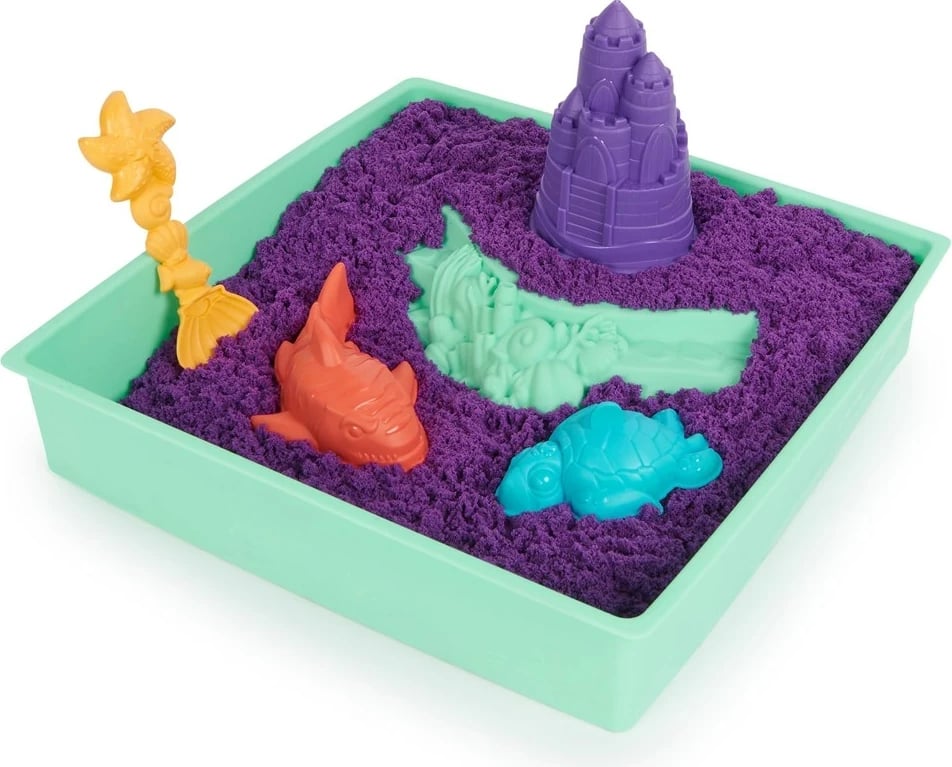 Set rërë kinetike SPIN MASTER, Sandbox Set, 1lb, me vegla dhe forma, ngjyra të përziera
