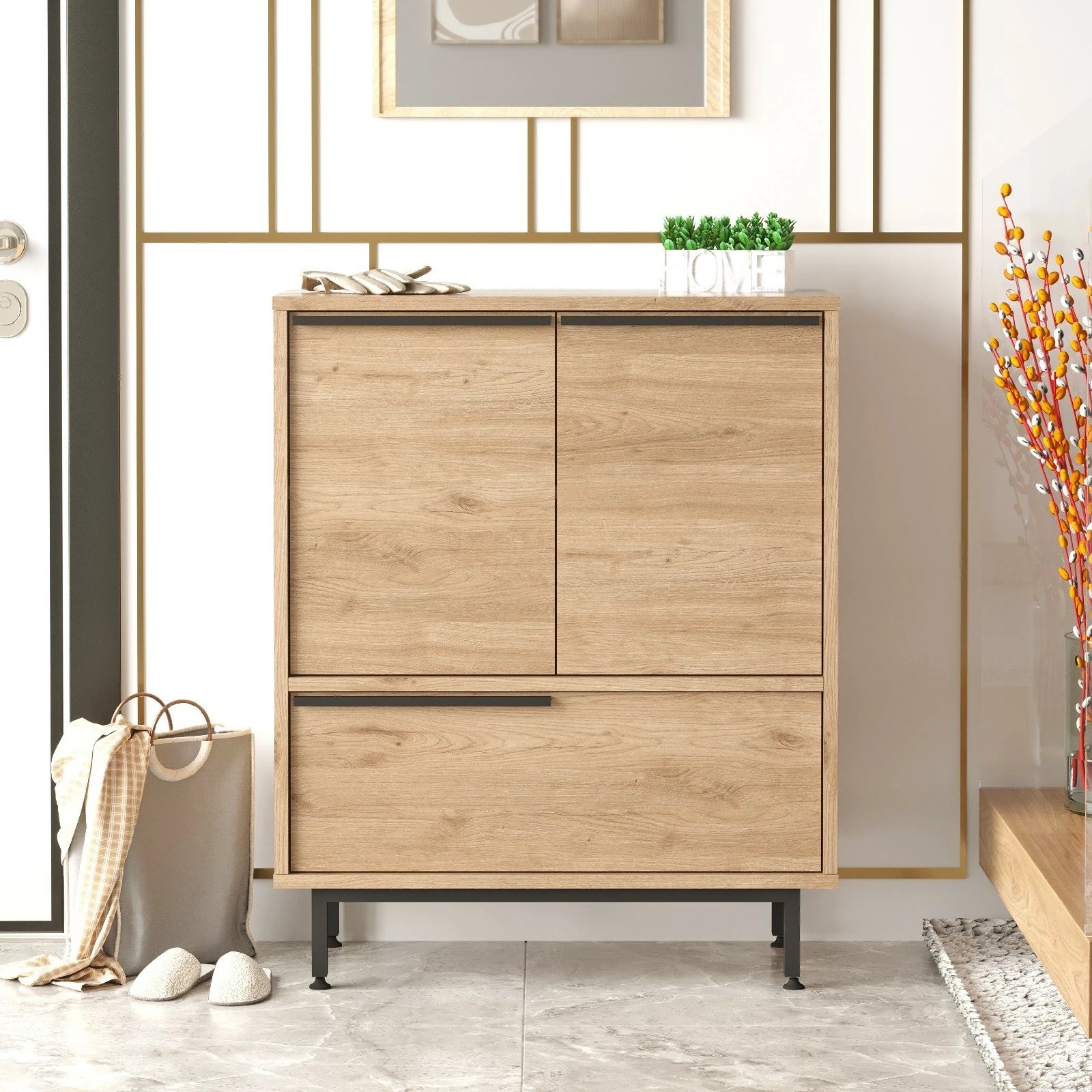 Dollap këpucësh Hanah Home, On8C-S, ngjyrë arre