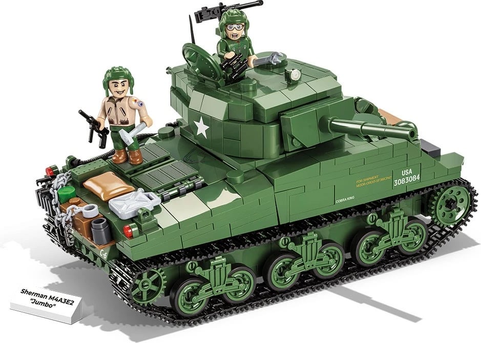 Set blloqe ndërtimi Cobi Sherman M4A3E2 Jumbo, 720 pjesë, me 2 figura, Jeshile Set blloqe ndërtimi Cobi Sherman M4A3E2 Jumbo, 720 pjesë, me 2 figura, Jeshile