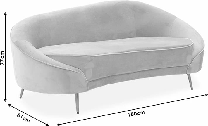 Divan treshe Amora kadife jeshile e errët - metal i artë 180x81x77cm