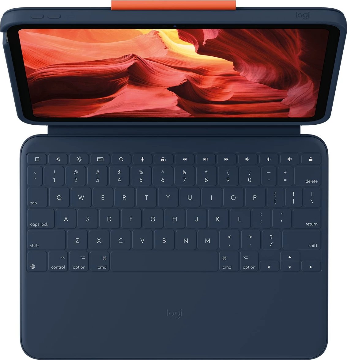 Mbështjellës me tastierë Logitech Rugged Combo 4 për iPad 10th gen, ngjyrë blu