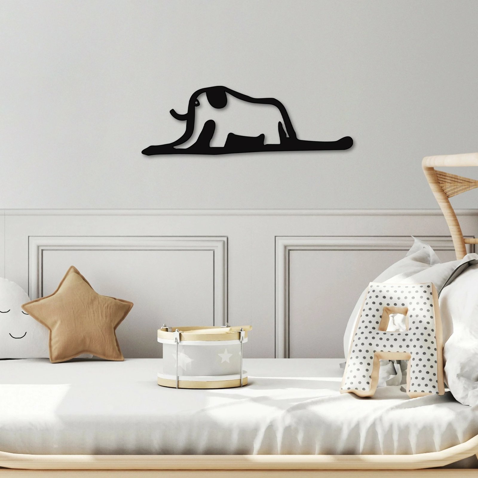 Aksesor dekorativ metalik për mur, elefant, Wallity, 63x21cm