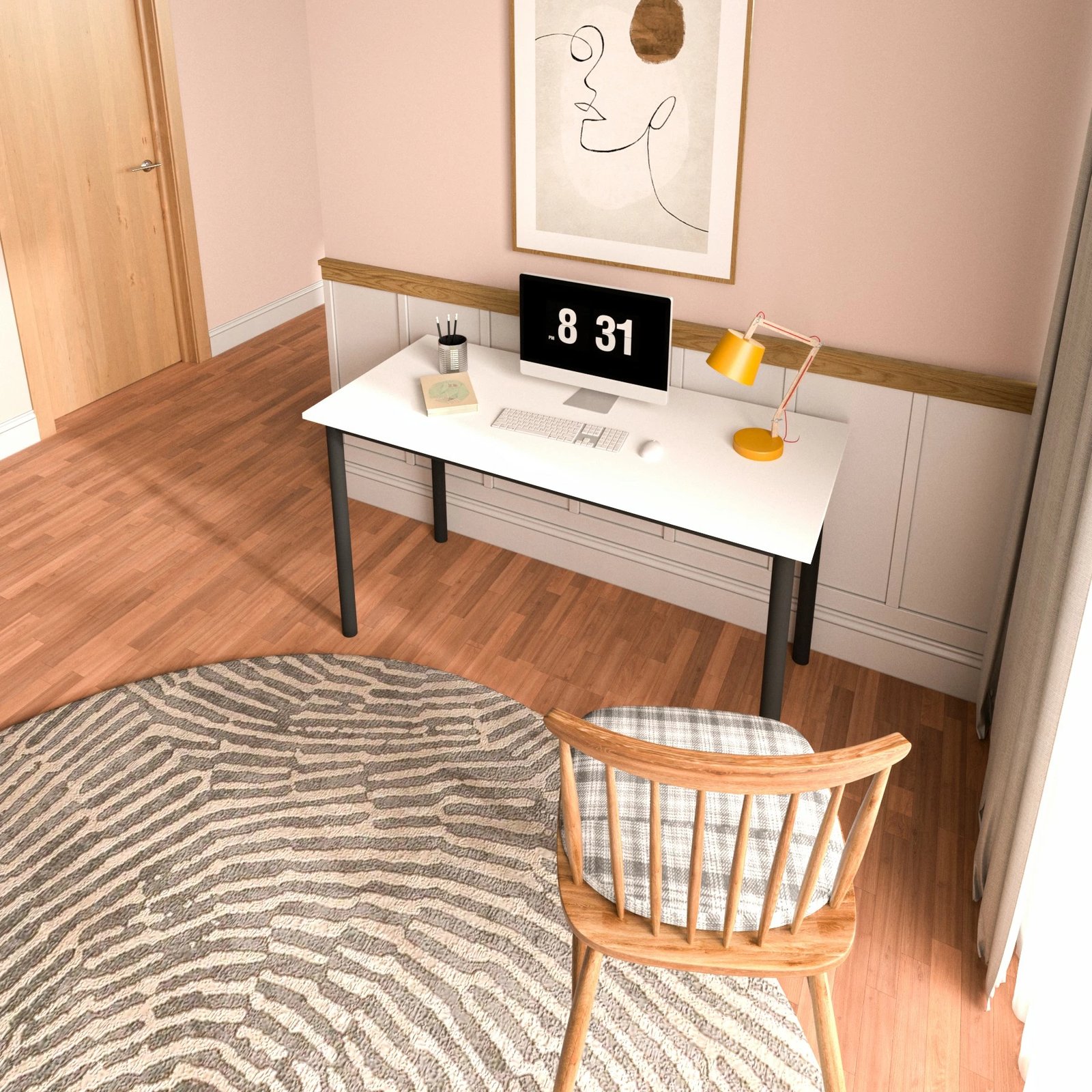 Tavolinë pune për studim, Hanah Home Viva, 110x55, e zezë, e bardhë