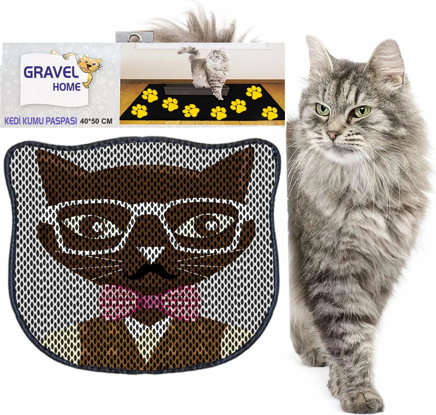 Tapet për rërë mace, Paws & Whiskers, Kdkafa0187, shumëngjyrësh, 40x50cm