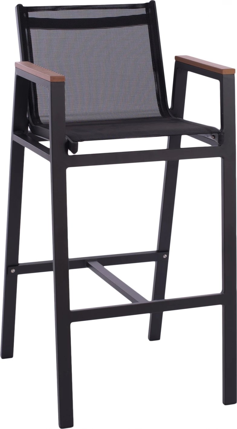 Karrige për bar alumini, ngjyrë qymyr druri, me polywood, 52 x 58 x 108 cm. FH5790.02