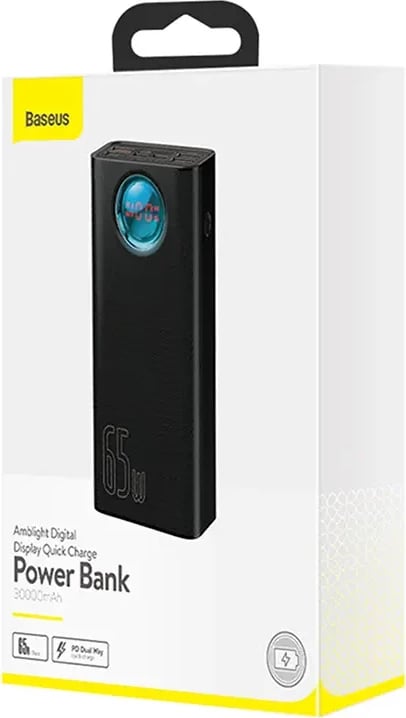 Powerbank Baseus Amblight 30000mAh, 65W, 4xUSB, USB-C, e zezë