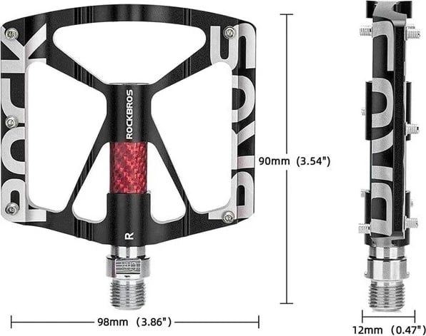 Set pedale biçiklete Rockbros 37213071001, alumini, e zezë, 2 copë