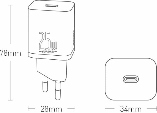 Karikues muri Baseus Super Si 1C, 25W, USB Type-C, i zi Karikues muri Baseus Super Si 1C, 25W, USB Type-C, i zi