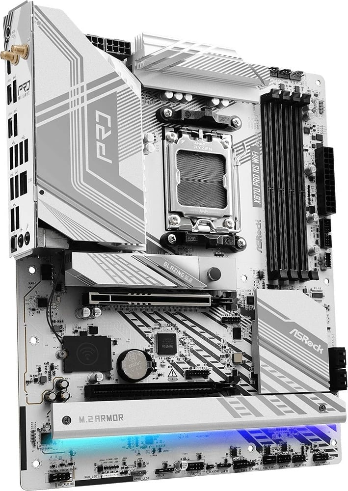 Pllakë amë ASRock X870 Pro RS WiFi, Socket AM5, DDR5-SDRAM, 256 GB, E bardhë