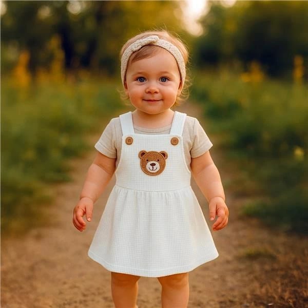 fund pinafore bebe New Baby Laura, 100% pambuk, madhësi 62 (3-6 muaj), e bardhë