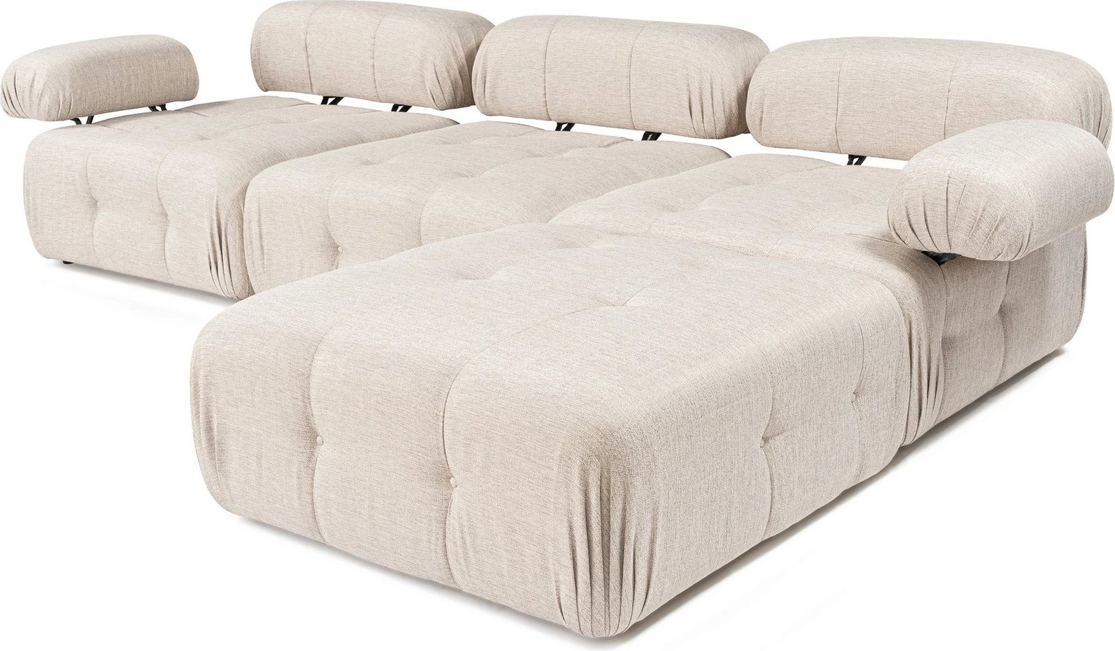 Këndare Atelier del Sofa Doblo 3 ulëse me pouffe, ngjyrë kafe e çelët