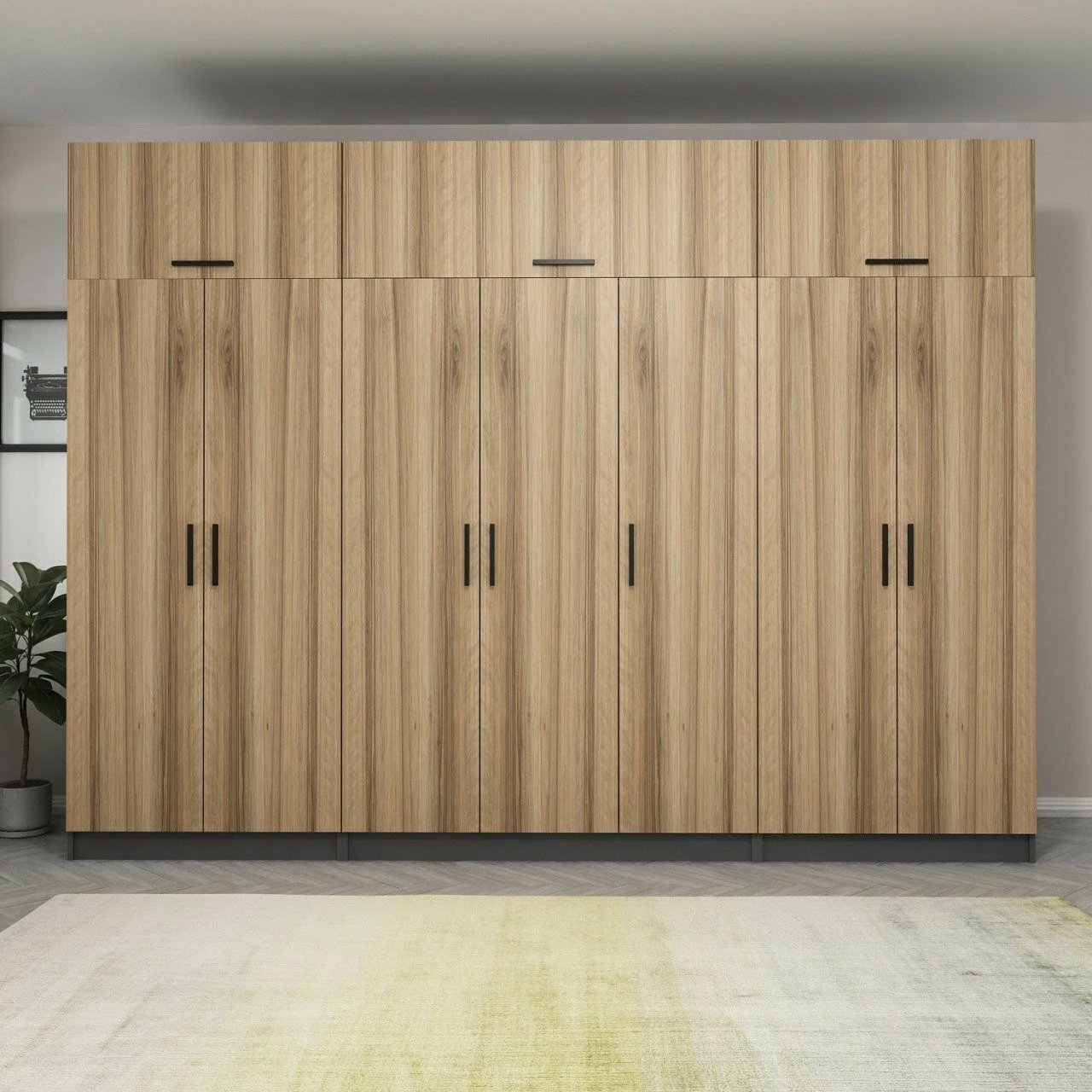 Dollap i madh, ngjyrë arre dhe antracit, Skye Decor, 315x255x52 cm