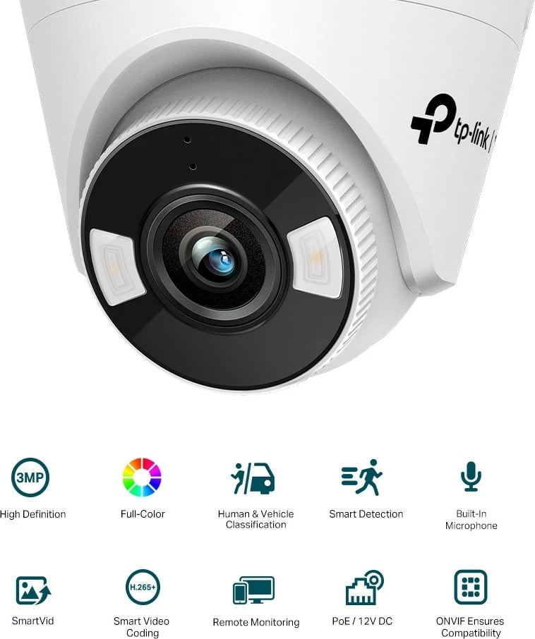 Kamerë IP TP-LINK VIGI C430, 3MP, Dome, 2.8mm, e bardhë