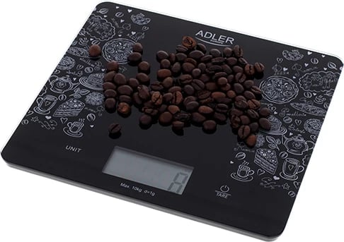 Peshore kuzhine, Adler AD 3171, kapacitet 10 kg, saktësi 1 g, ekran LCD, funksion tare, e zezë