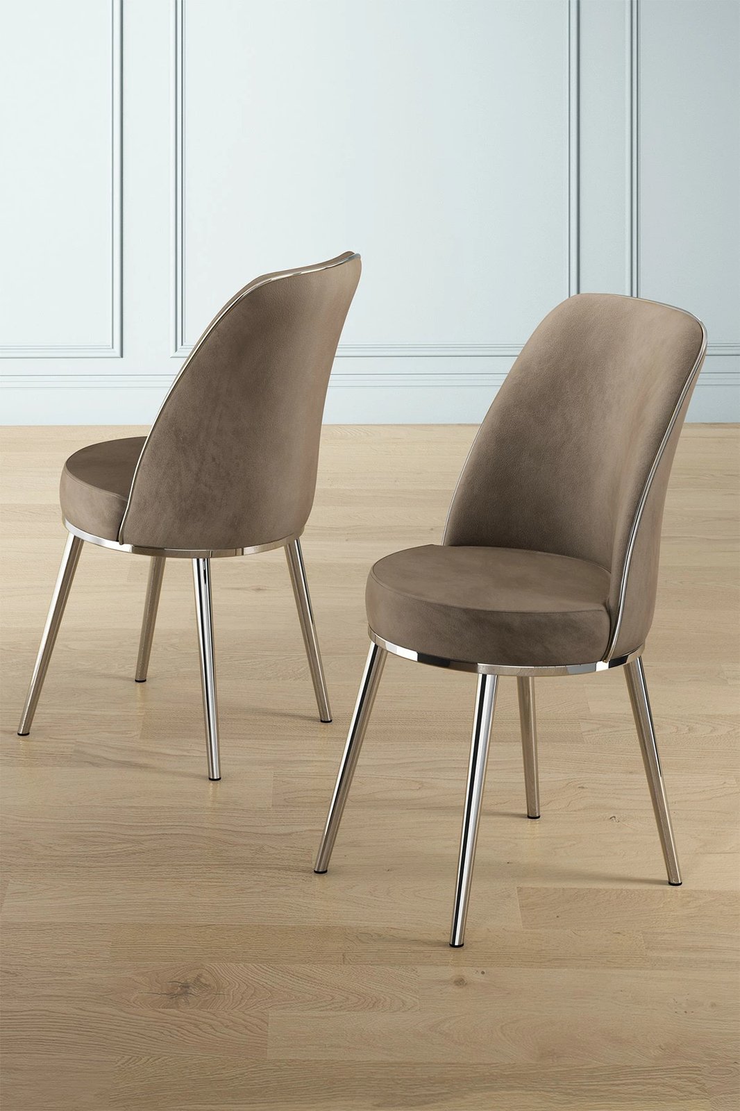 Set karrigesh (6 copë), Hanah Home, Pefa, kapuçino, krom