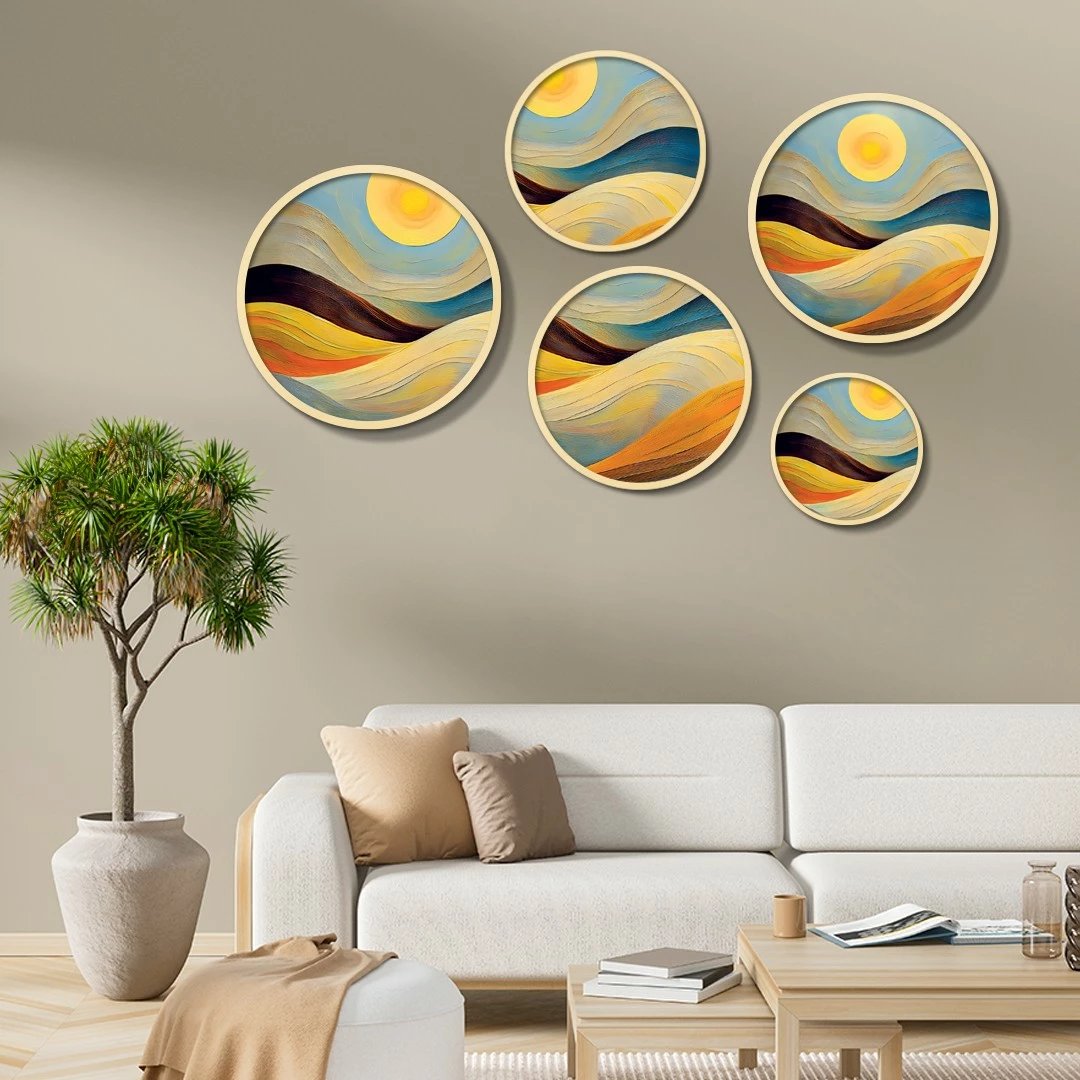 Set pikturash dekorative me kornizë MDF (5 copë), Wallity, Yats-18