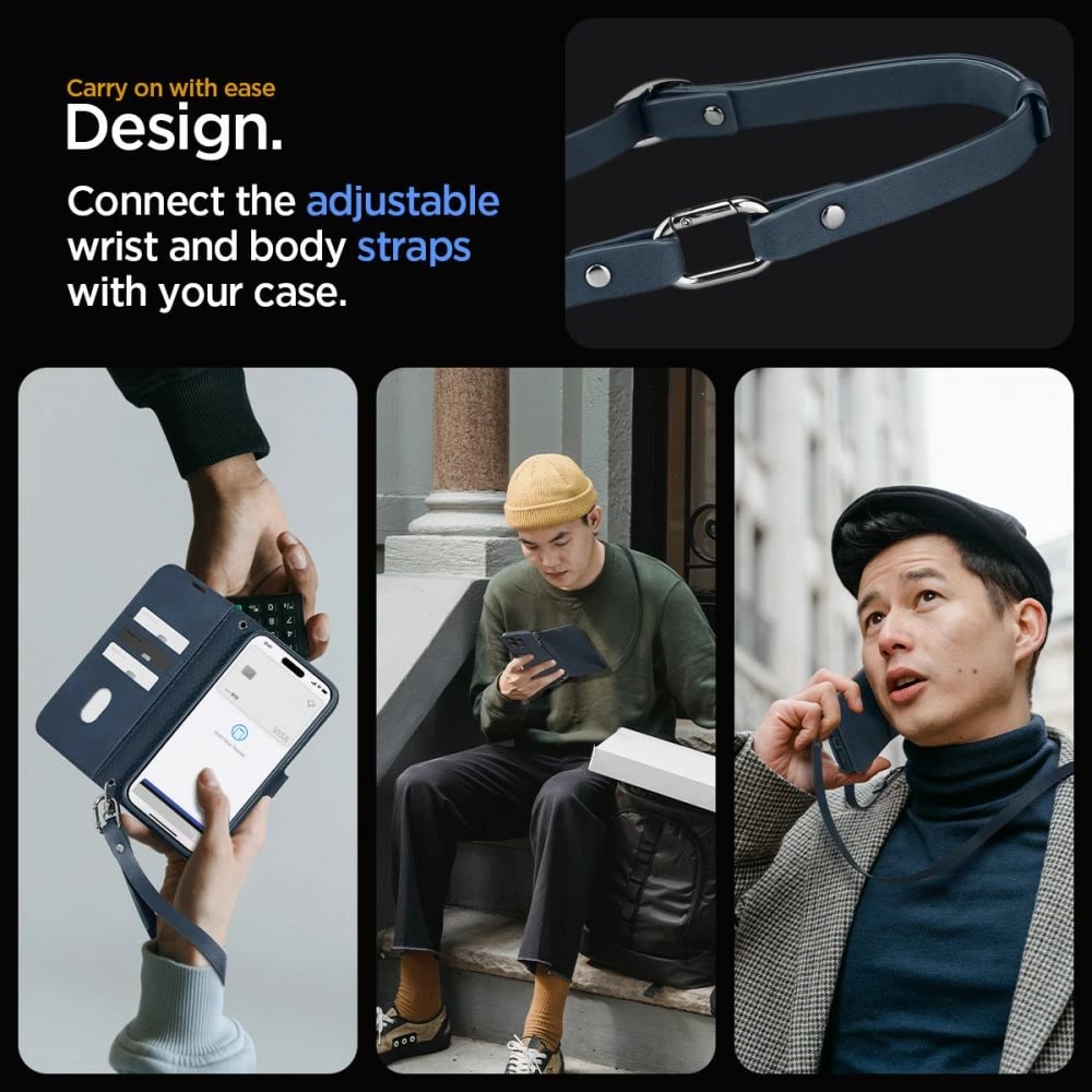 Mbështjellës Spigen Wallet S Pro për iPhone 15 Pro, me portofol, Blu