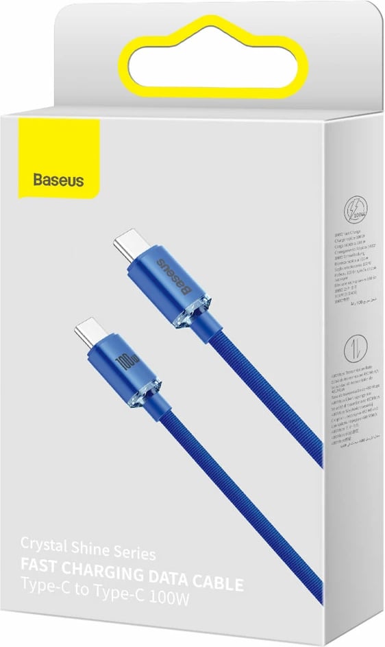 Kabllo USB-C në USB-C Baseus Crystal Shine Series CAJY000603, 1.2m, 100W, Blu