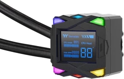 Kasë ftohje me ujë Thermaltake LA240-S ARGB, 240mm, ekran LCD, e zezë