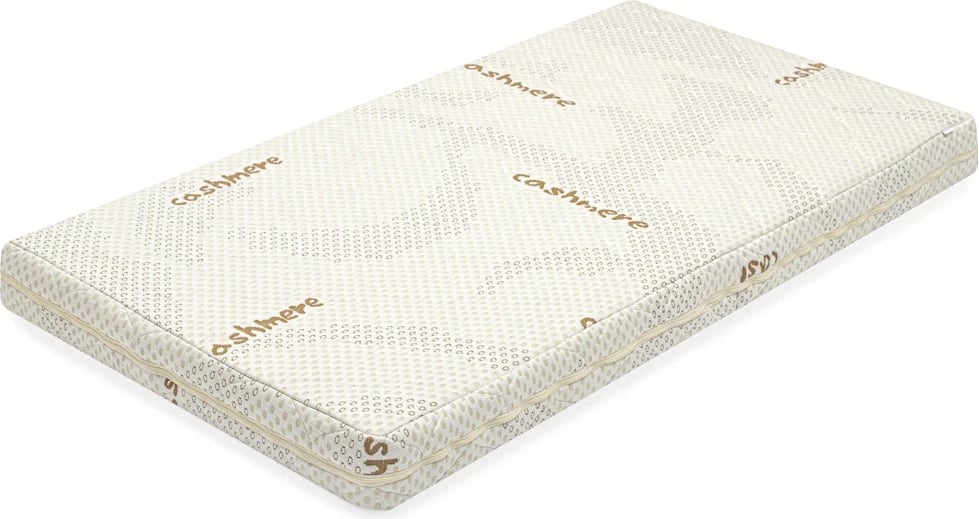 Dyshek fëmijësh New Baby CLASSY 140x70x11 cm, shkumë poliuretani T-1830 dhe VISCO memory foam, mbulesë kashmiri, bardhë