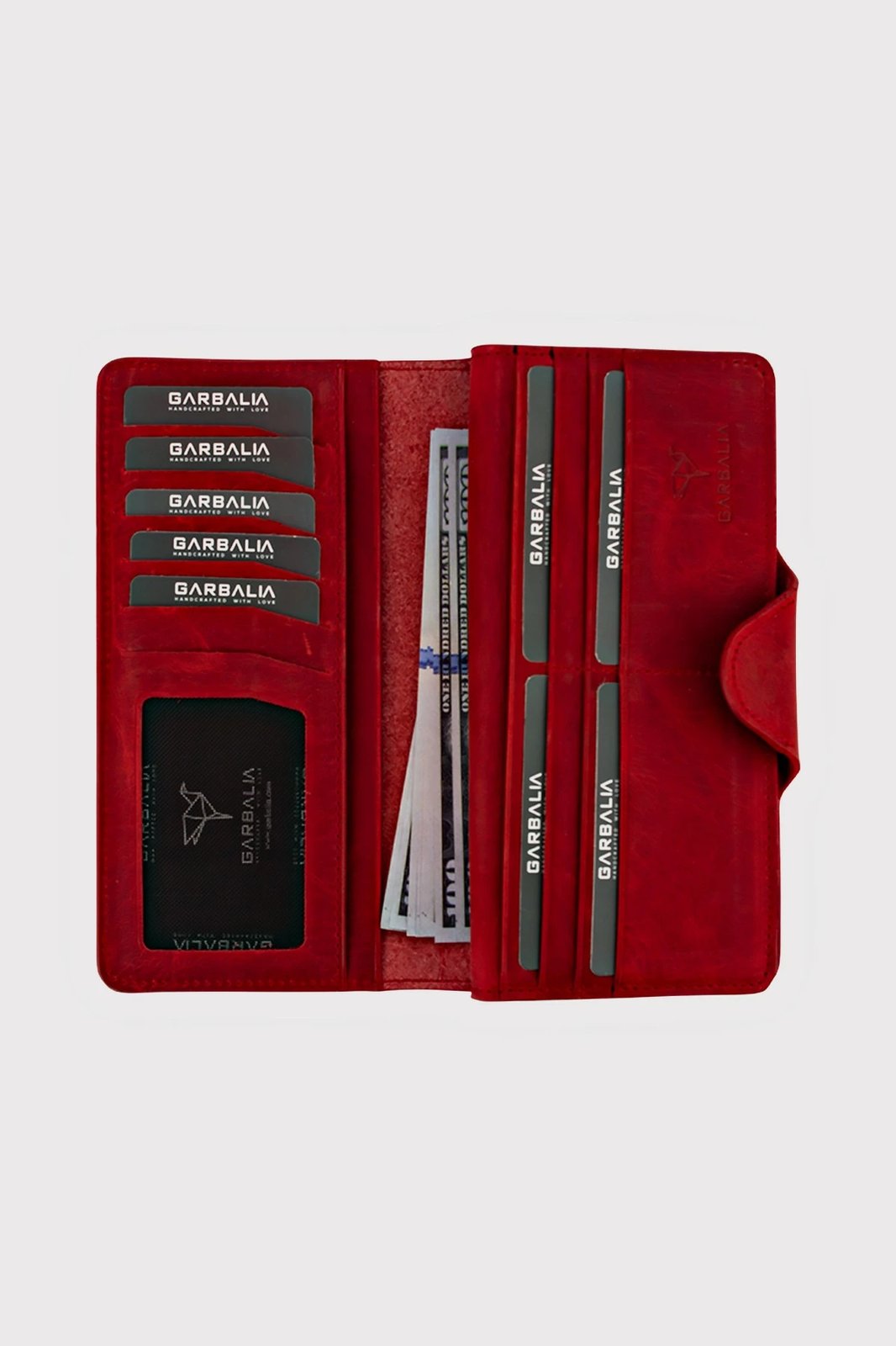 Portofol unisex, lëkurë origjinale, i kuq, Axel