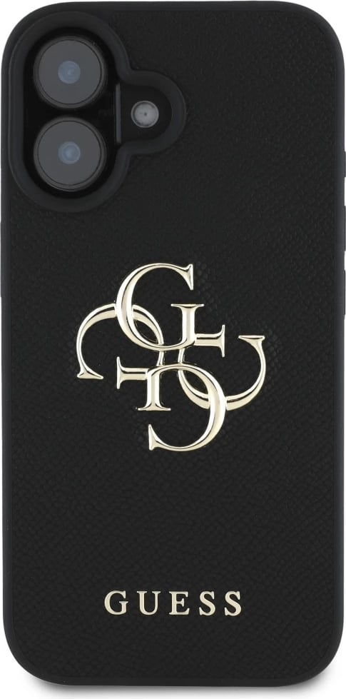 Mbështjellës Guess Grained Big 4G Logo Small Classic Logo për iPhone 16, e zezë Mbështjellës Guess Grained Big 4G Logo Small Classic Logo për iPhone 16, e zezë