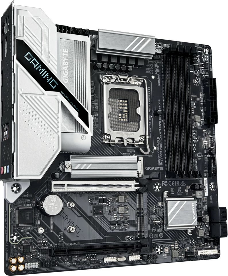 Pllakë amë Gigabyte Z890M GAMING X, Socket LGA1851, DDR5, PCIe 5.0, M.2, 2.5GbE LAN, Zezë/Argjendtë