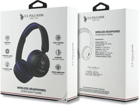 Kufje Bluetooth on-ear US Polo Assn USHPV6PCOV, Navy, DH Color Logo Kufje Bluetooth on-ear US Polo Assn USHPV6PCOV, Navy, DH Color Logo