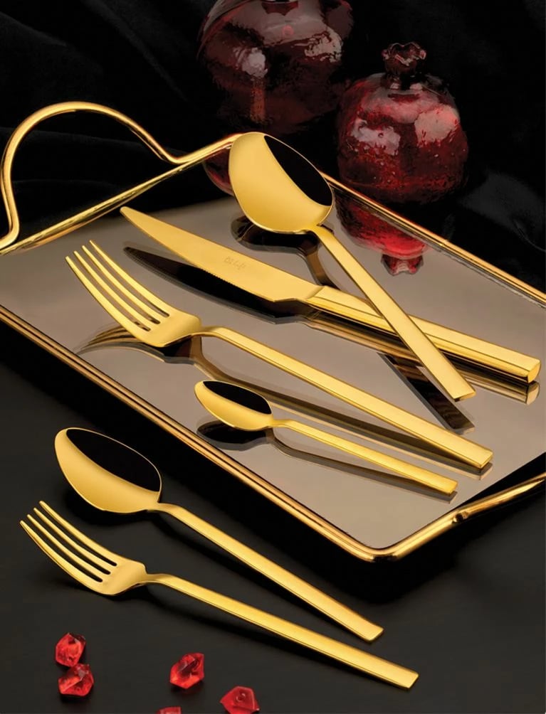 Set lugësh, pirunësh e thikash (36 copë), ngjyrë ari, Hermia Concept, Hüma352