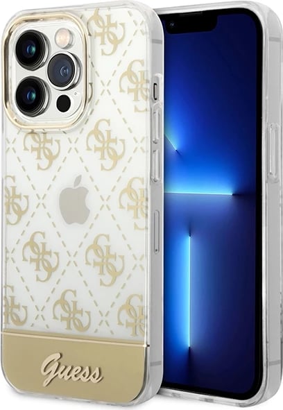 Mbështjellës Guess 4G Pattern Script për iPhone 14 Pro Max 6.7", Gold