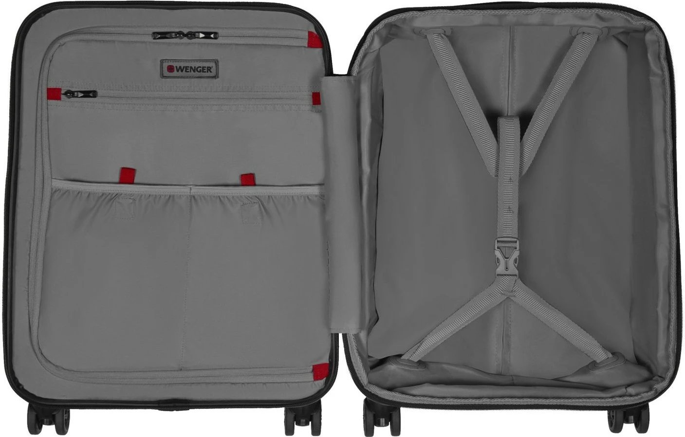 Kasë udhëtimi Wenger Syntry Carry-On me ndarje për laptop, e zezë/gri