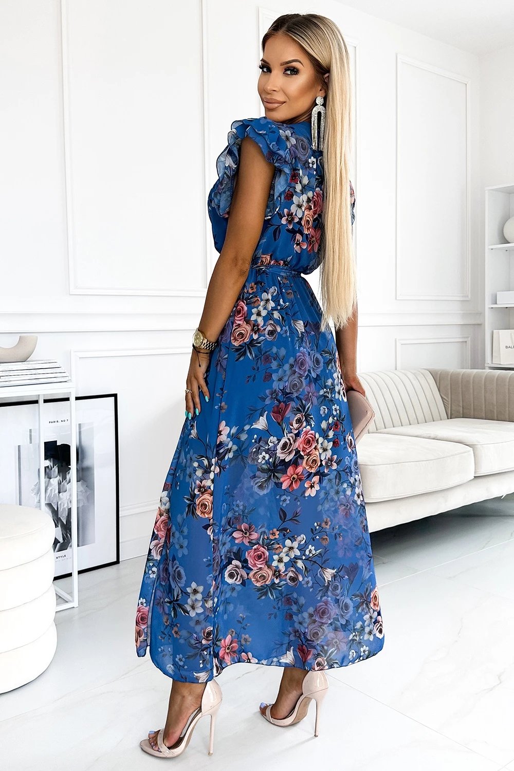 Fustan cocktail Numoco 182469, blu