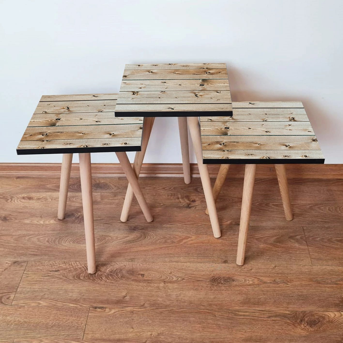 Set tavolinash ndihmëse, 3 copë, ngjyrë bezhë, Skye Decor, 3Shp347