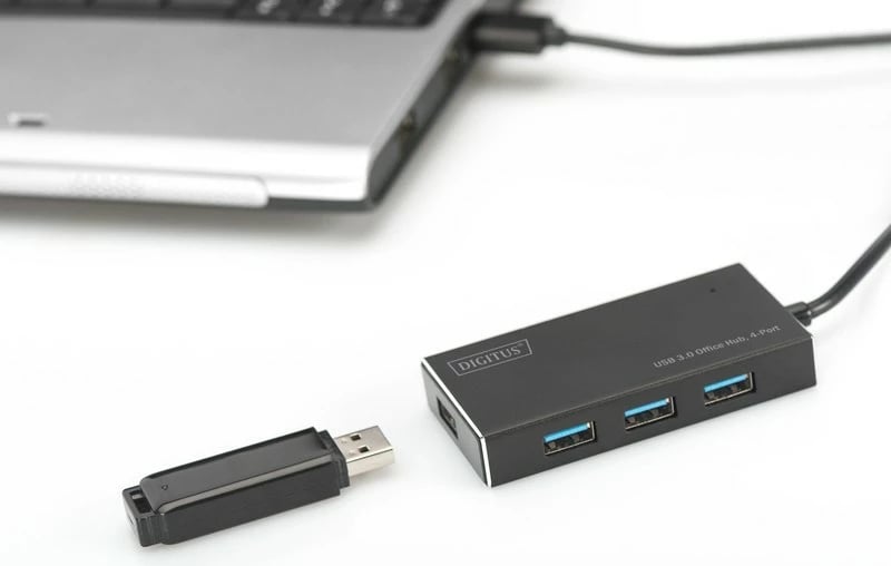 Hub USB 3.0 Digitus DA-70240-1, 4 porta, alumini, i zi