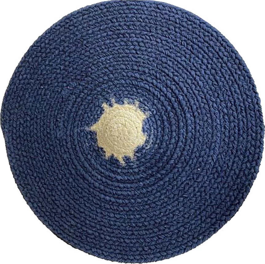 Ndamës tavoline rrumbullak REEF, pambuk-poliester, 38x38x0.25 cm, blu-bezhë