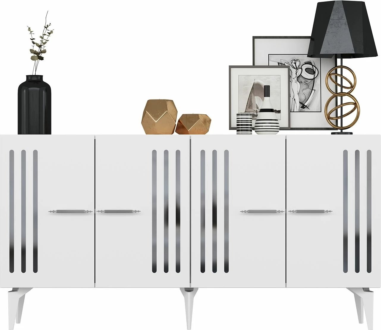 Konsol Skye Decor, Junes, e bardhë, argjend