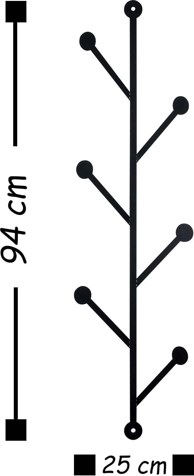 Varëse muri metalike Wallity, Rod 2, e zezë, 25x94cm