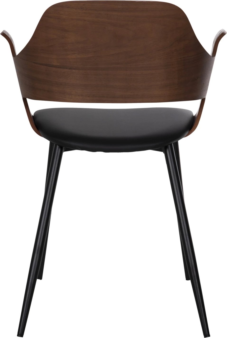 Karrige ngrënieje VELP FH9616.03 dru ngjyrë arre-PU e zezë-këmbë metali të zeza 55,5x50x79H cm., set prej 2 copë