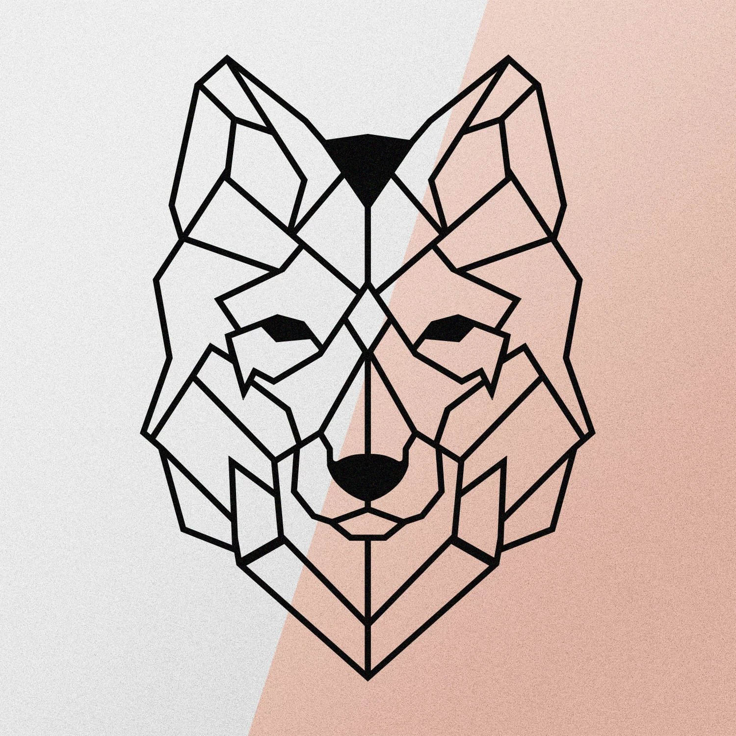 Aksesor dekorativ metalik për mur, Wallity, dizajn ujku, ngjyrë e zezë, 41x57cm