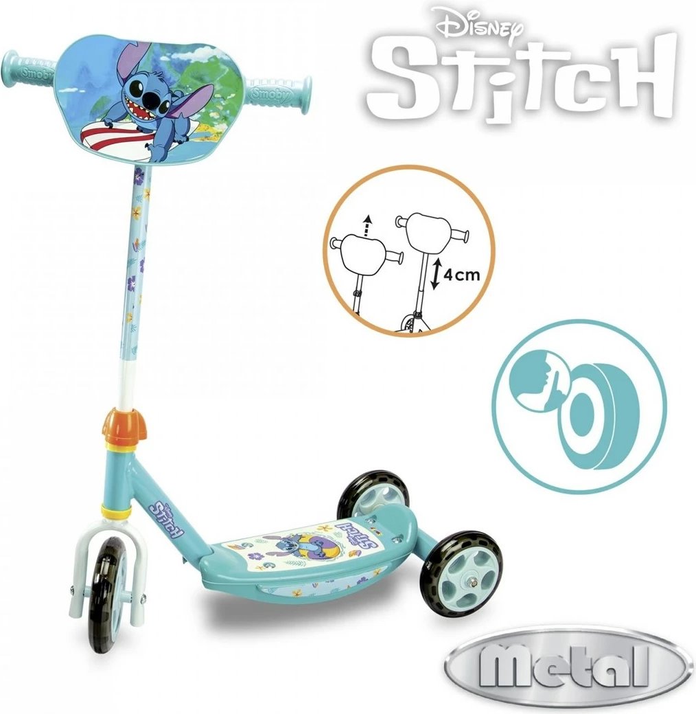 Trotinet për fëmijë Smoby Stitch, 3 rrota, shumëngjyrësh