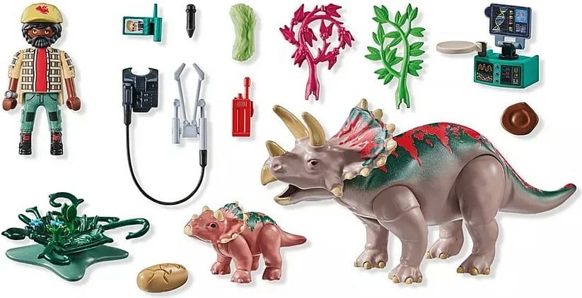 Set figurash Playmobil Dinos 71821 Triceratops me aksesorë, 29 pjesë